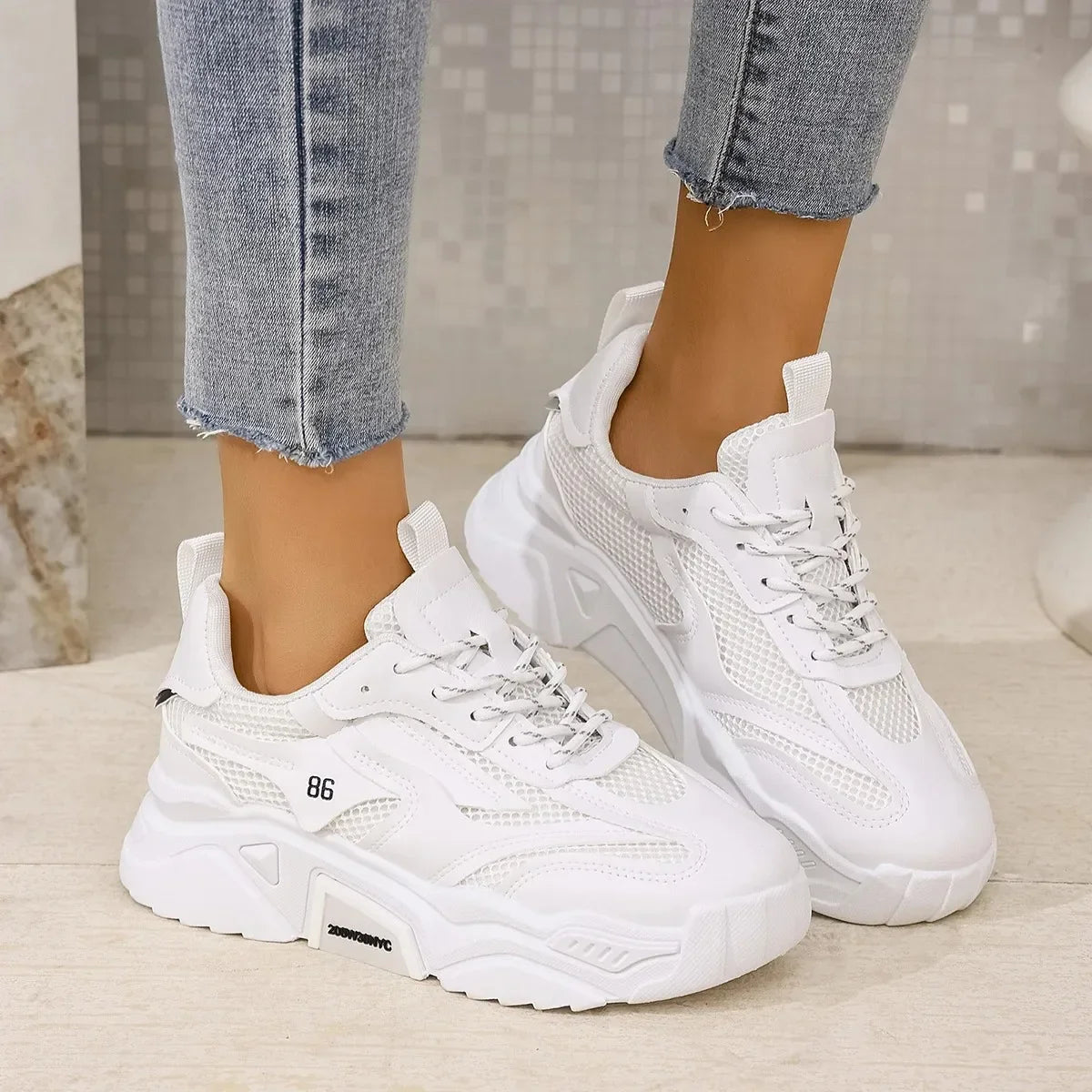 Zapatos De plataforma De verano para Mujer, Zapatos deportivos informales, versátiles, De fondo suave, transpirables, para correr, Zapatos De Mujer