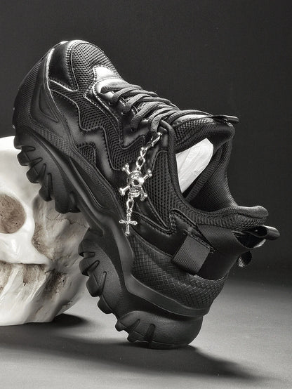Zapatos vulcanizados informales para mujer, zapatillas ligeras con plataforma negra y tacones altos, estilo punk de Halloween para mujer