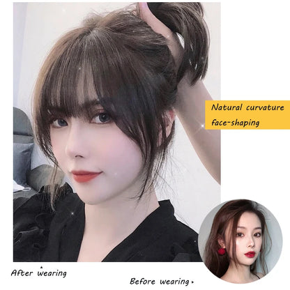 Wig with Air Bangs, Women's Wig Piece, Ultra-thin Traceless Qi Bangs, 5x5cm Women's Toupee with Silk Base Bangs and Cut