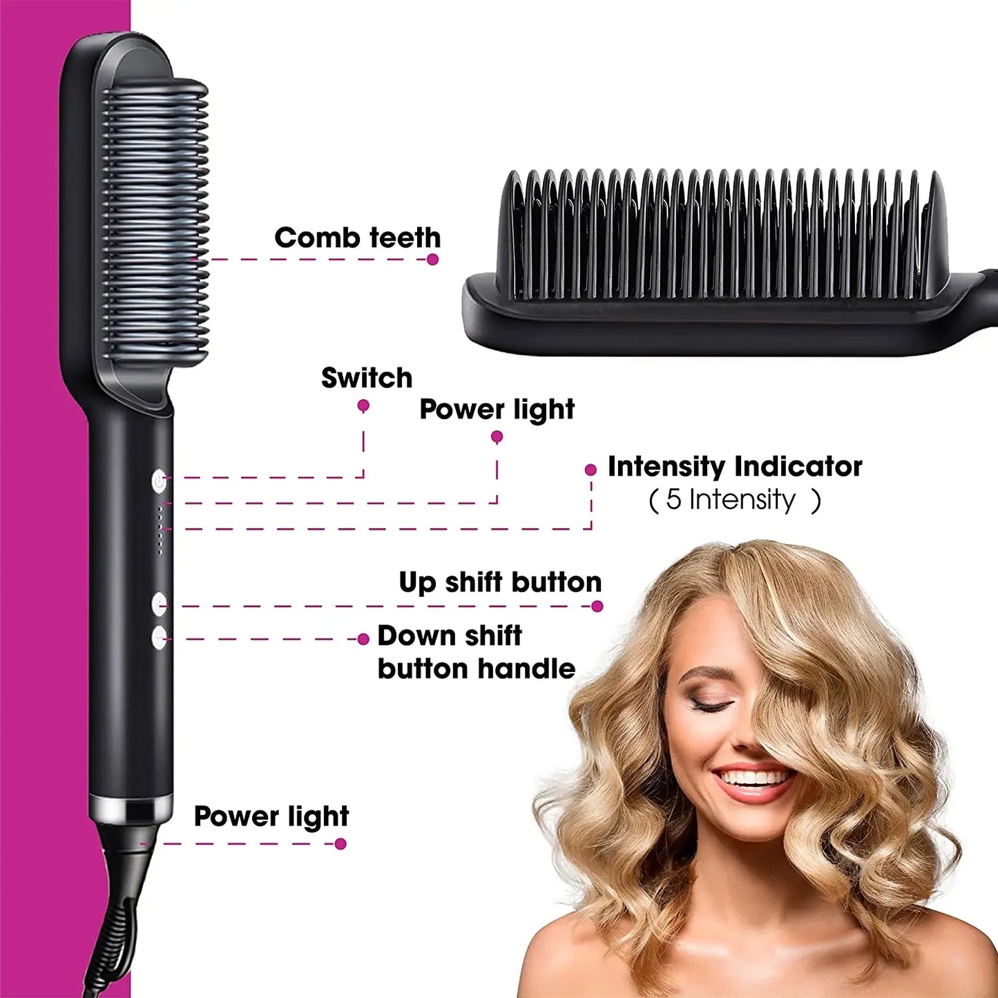 Plancha de pelo multifuncional para el cuidado Personal, alisador de pelo profesional de calentamiento rápido, peine caliente eléctrico