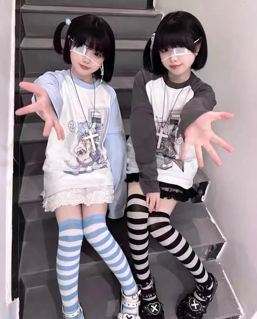 Ropa japonesa para mujer con mangas extraíbles, camisetas de manga corta y larga, ropa femenina de los años 2026