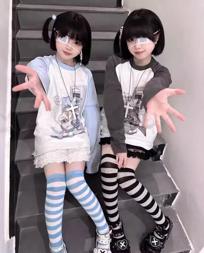 Ropa japonesa para mujer con mangas extraíbles, camisetas de manga corta y larga, ropa femenina de los años 2026