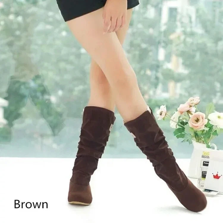 Botas de nieve de tubo medio para mujer, zapatos de mujer de talla grande con gancho de hilo de algodón hueco, encaje esmerilado, novedad.