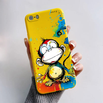 Para iPhone 5 5S Funda lindo oso dibujos animados Rana pintado Funda suave para iPhone SE 2016 2020 2022 SE2 Funda de teléfono de silicona Coque Funda