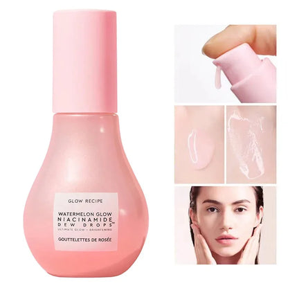 40ML sandía niacinamida brillo esencia bombilla diseño con ácido hialurónico vitamina E maquillaje facial hidratante ligero