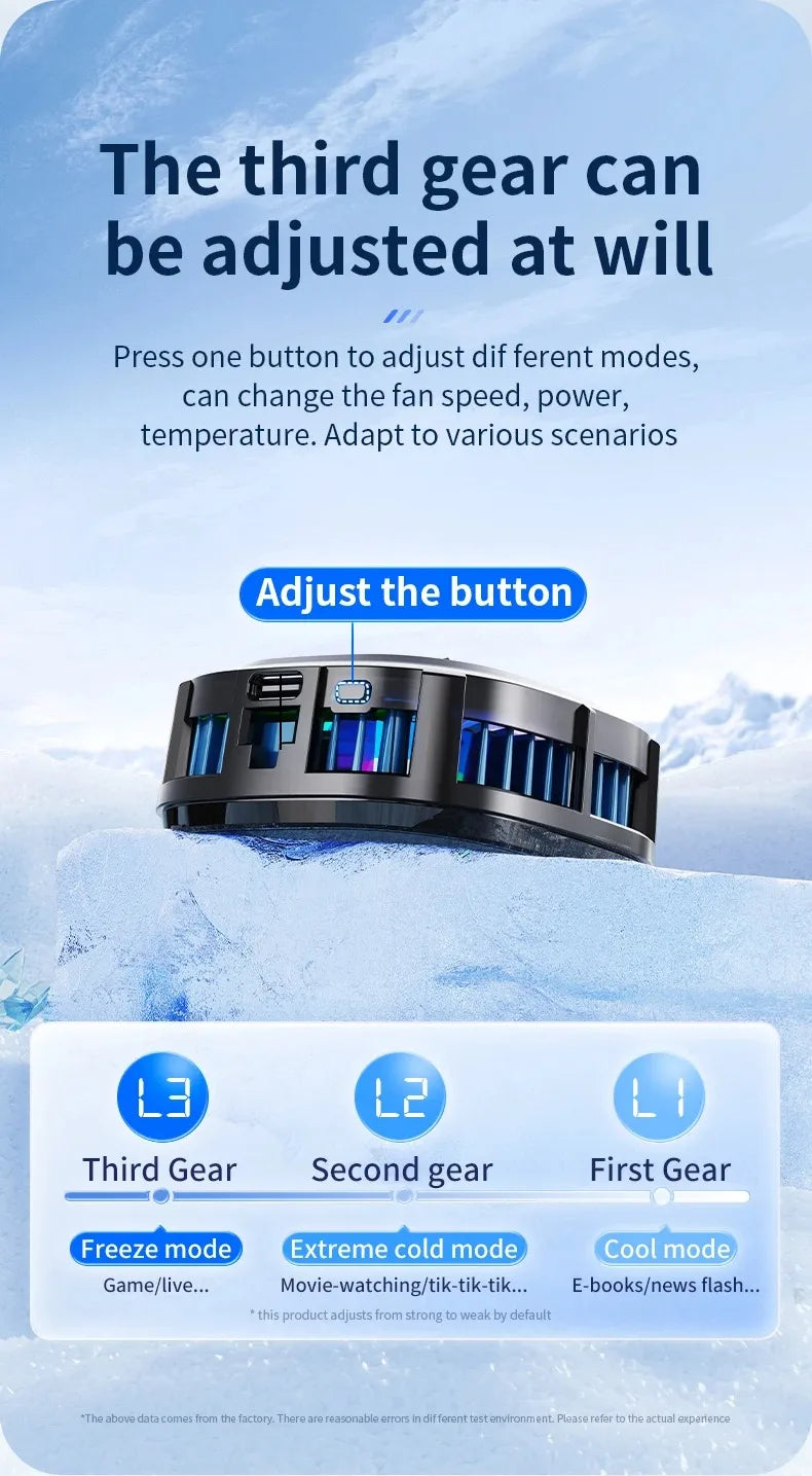 X76 2 en 1 ventilador de refrigeración de radiador móvil magnético 3 velocidades RGB para juego de teléfono PUBG iPhone Samsung Huawei