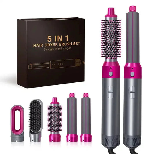 5-in-1 Hair Dryer, Electric Hair Comb, Negative Ion Straight Curling Brush, Hair Dryer, Air Comb, Detachable Brush Kit, Tool.
