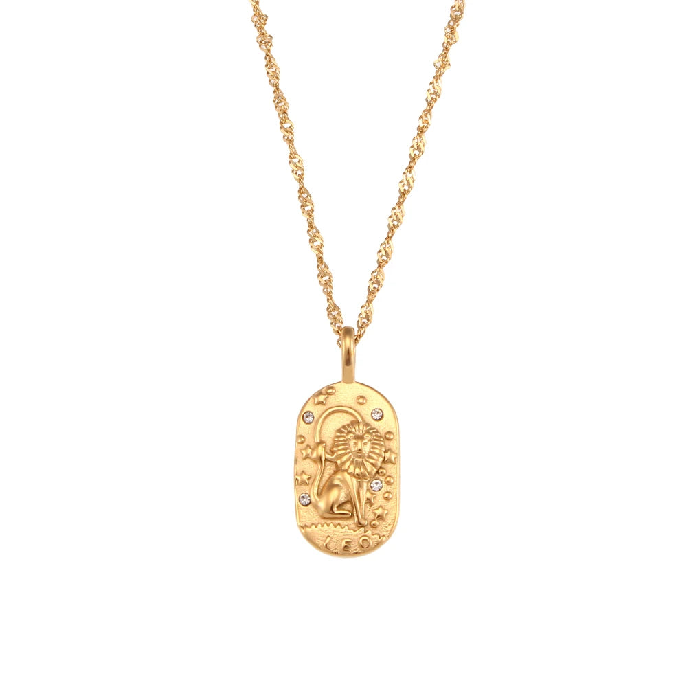 E.B.belle-collar de acero inoxidable con signo del zodiaco para mujer, joyería brillante, constelación, 2024