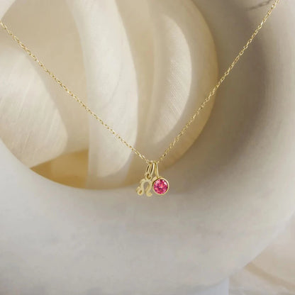 EManco - Birthstone Constellation Double Pendant Necklace, 12 Zircon Stainless Steel Jewelry, DIY Necklace.