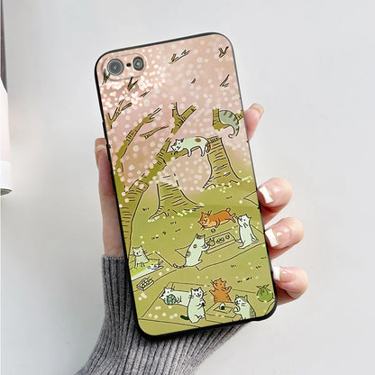 Para iPhone 5 5S Funda lindo oso dibujos animados Rana pintado Funda suave para iPhone SE 2016 2020 2022 SE2 Funda de teléfono de silicona Coque Funda