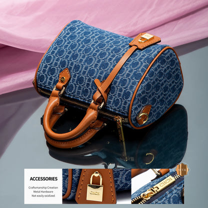 Bolso de hombro para mujer, nuevo bolso de almohada empalmado de vaquero, bolso informal de fiesta para mujer