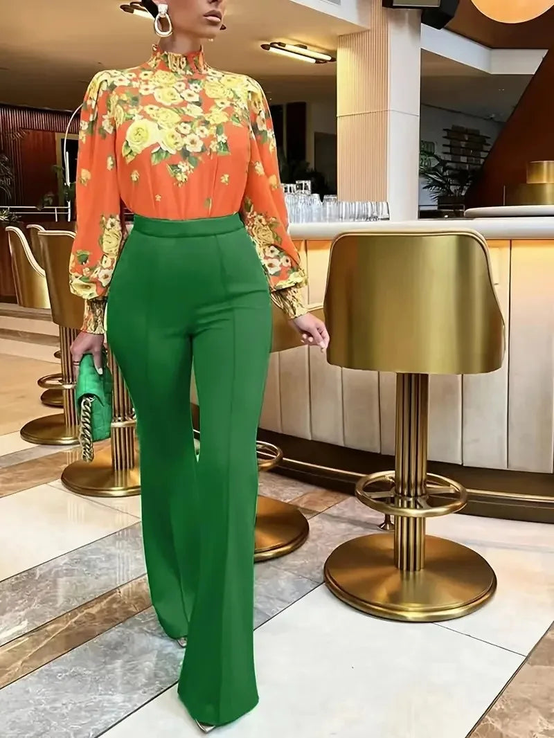 Pantalones ajustados acampanados para mujer, pantalones acampanados de Color sólido para oficina, primavera y otoño