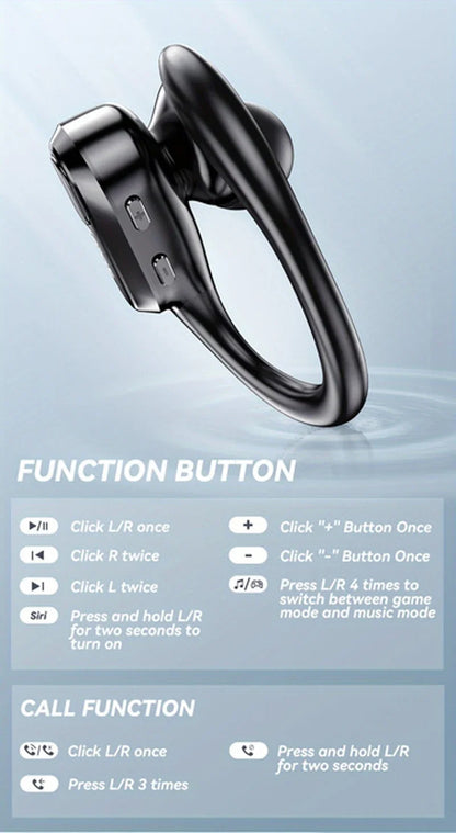 XT80 auriculares inalámbricos Bluetooth 5,3 auriculares verdaderos con micrófono Control de botón reducción de ruido ganchos para las orejas auriculares impermeables