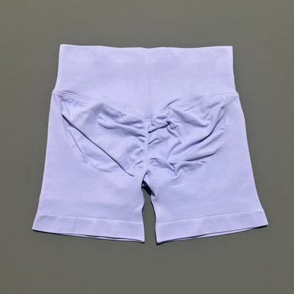 Shorts Deportivos HISTELLO Impacts de 4.5" para Mujer, Shorts de Ciclismo de Cintura Baja, Shorts de Gimnasio, Leggings de Yoga sin Costuras con Efecto Push-Up