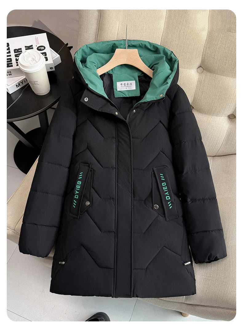 High-end women's mid-length down jacket, thick, warm and stylish, Korean style, for winter, c...