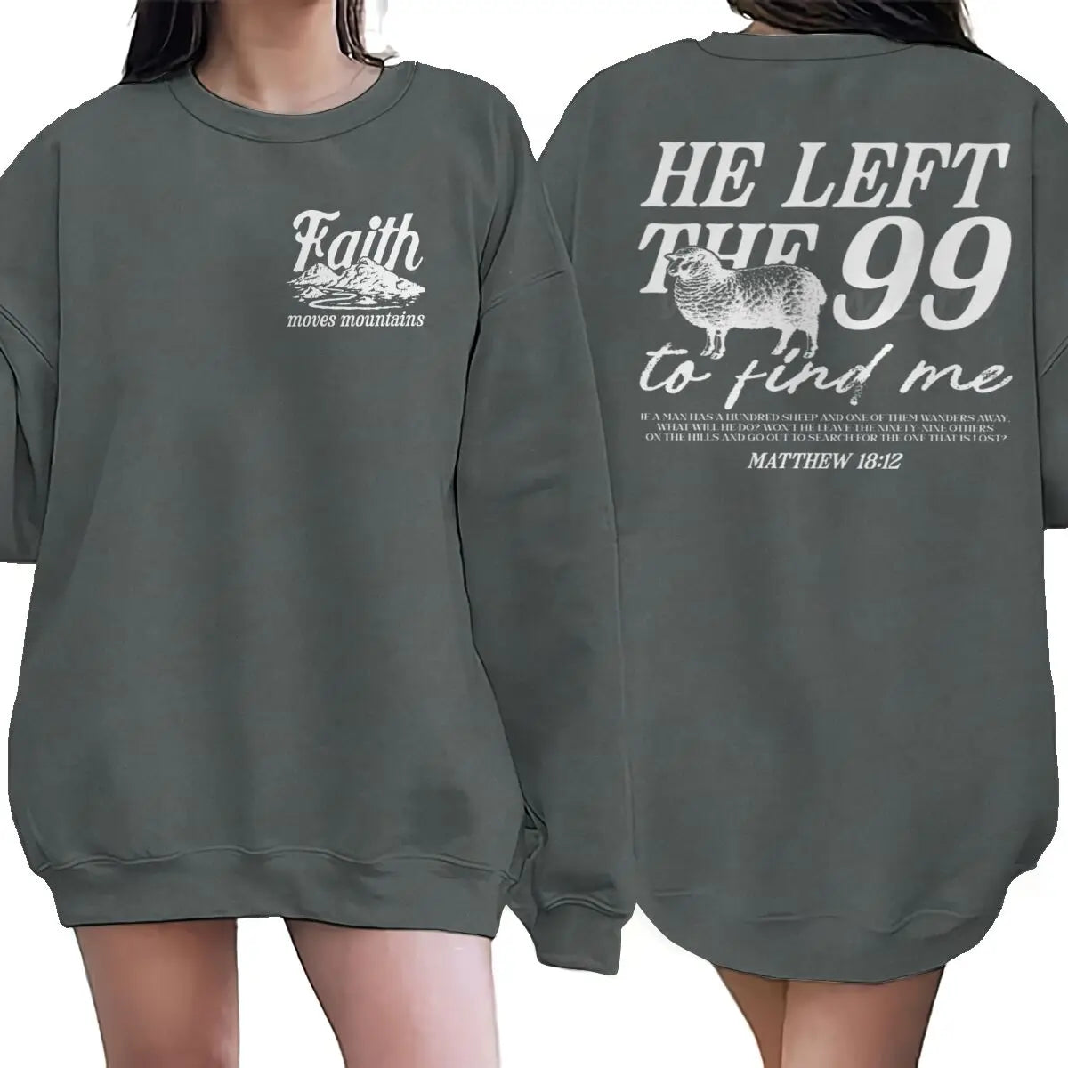 Sudaderas con diseño religioso para hombres y mujeres, con la frase 'Él dejó las 99 para encontrarme', jersey gráfico, regalo de fe religiosa para cristianos, top con cuello redondo.