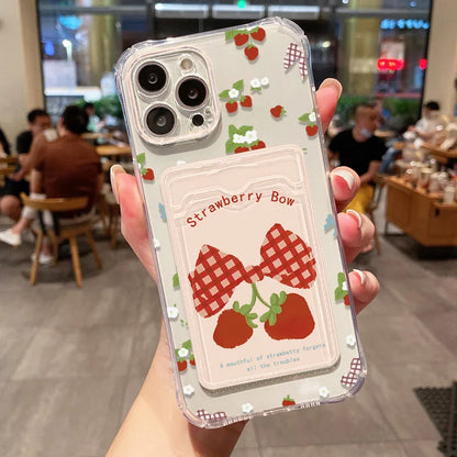 Soft Card Holder Phone Case for iPhone 13, 11, 16e, 15, 12, 14, 17, 16 Pro Max, 7 Plus, XR SE, Clear Aesthetic Flower Cover