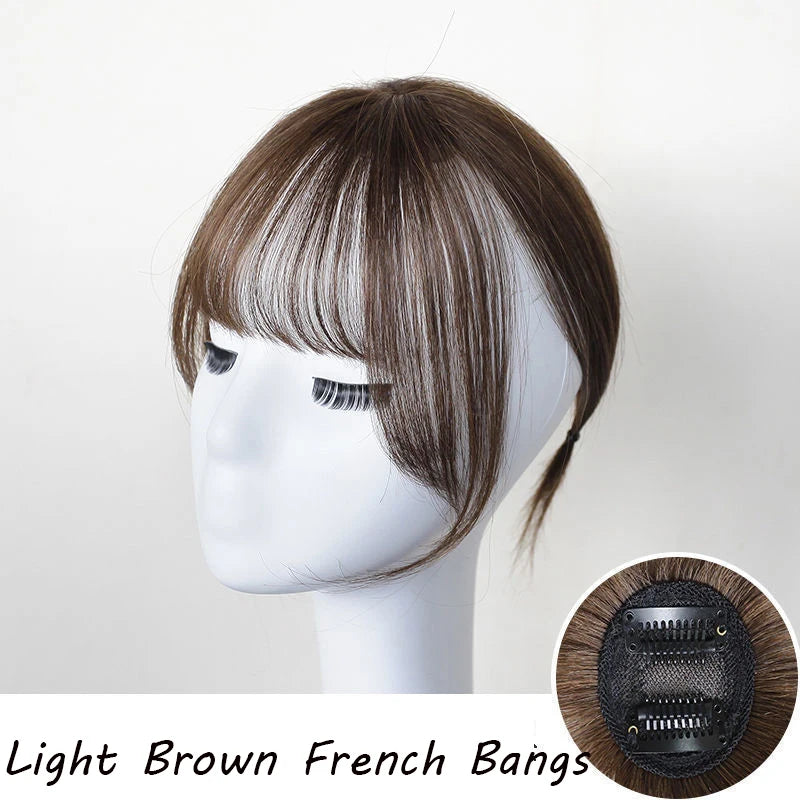 Wig with Air Bangs, Women's Wig Piece, Ultra-thin Traceless Qi Bangs, 5x5cm Women's Toupee with Silk Base Bangs and Cut