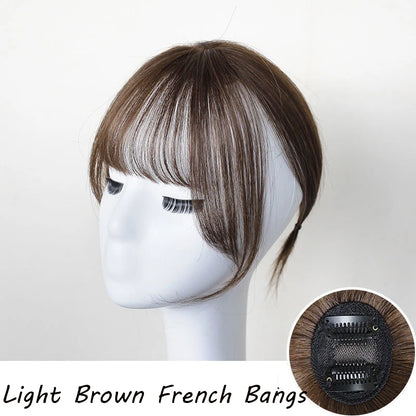 Wig with Air Bangs, Women's Wig Piece, Ultra-thin Traceless Qi Bangs, 5x5cm Women's Toupee with Silk Base Bangs and Cut