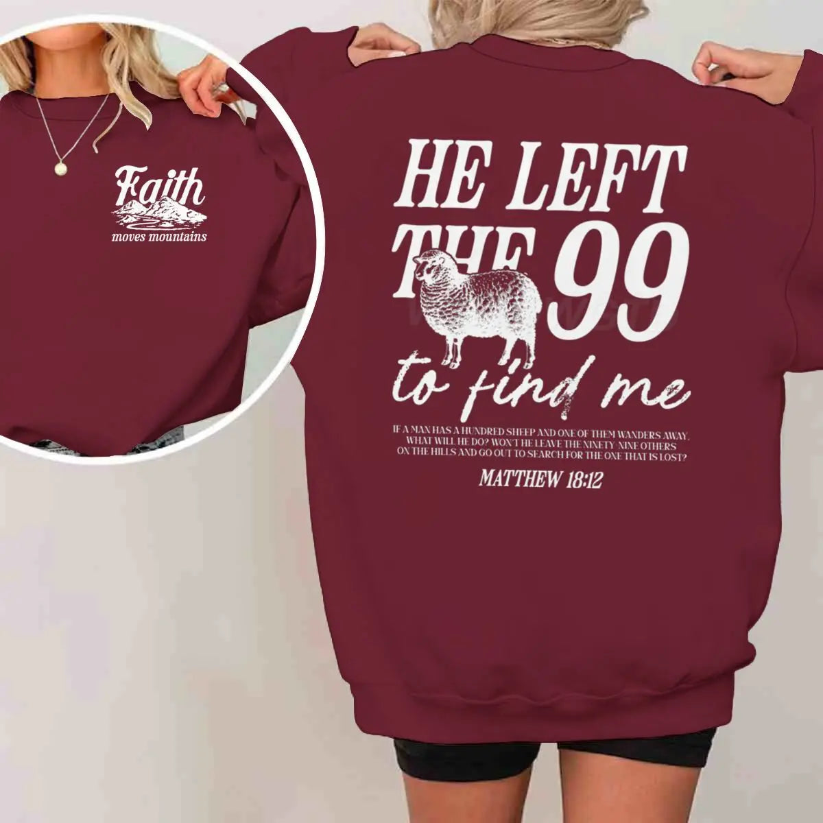 Sudaderas con diseño religioso para hombres y mujeres, con la frase 'Él dejó las 99 para encontrarme', jersey gráfico, regalo de fe religiosa para cristianos, top con cuello redondo.
