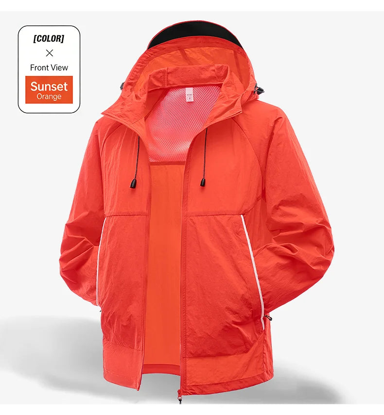 EUMERGX-Chaqueta impermeable para hombre y mujer, cortavientos con protección solar para pesca, escalada, senderismo, abrigo ligero para lluvia, unisex, para verano