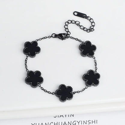 Pulsera clásica de acero inoxidable para mujer, brazalete ajustable de cinco flores, joyería de fiesta a la moda.