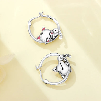 Pendientes de aro de bambú para mujer, de Plata de Ley 925 originales, con bonito Panda, joyería fina, regalos de fiesta de cumpleaños