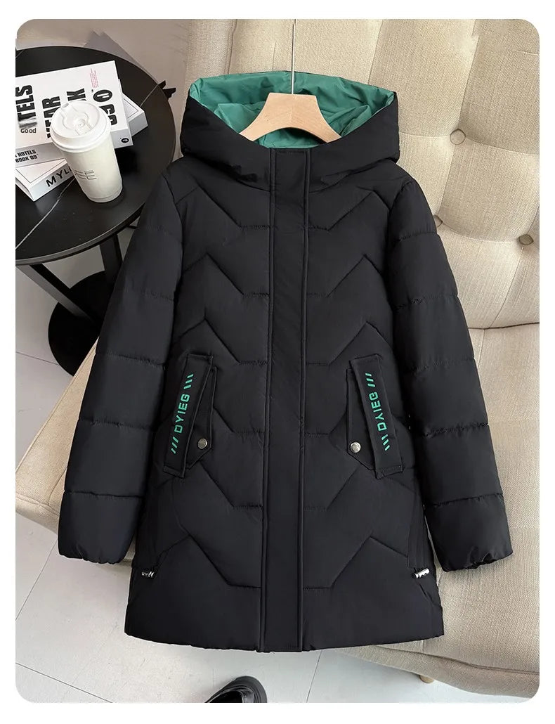 High-end women's mid-length down jacket, thick, warm and stylish, Korean style, for winter, c...