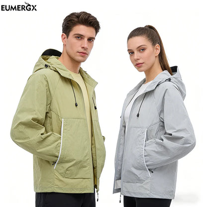 EUMERGX-Chaqueta impermeable para hombre y mujer, cortavientos con protección solar para pesca, escalada, senderismo, abrigo ligero para lluvia, unisex, para verano