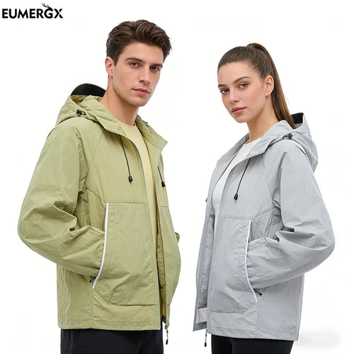 EUMERGX-Chaqueta impermeable para hombre y mujer, cortavientos con protección solar para pesca, escalada, senderismo, abrigo ligero para lluvia, unisex, para verano
