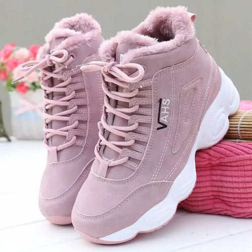 New Women's Thick-Soled Winter Sneakers, Warm Velvet Cotton Shoes, Height-Increasing Non-Slip Platform Shoes, Women's Snow Boots