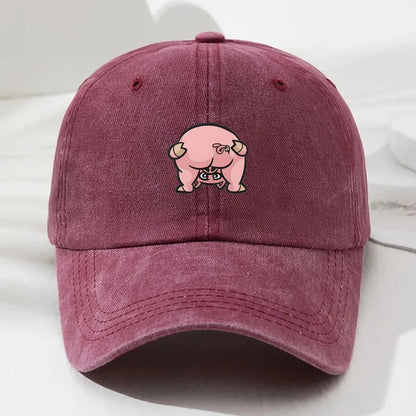 Linda gorra de béisbol unisex con estampado de cerdo rosa: sombrero estilo callejero urbano, adecuado para deportes al aire libre y ropa casual