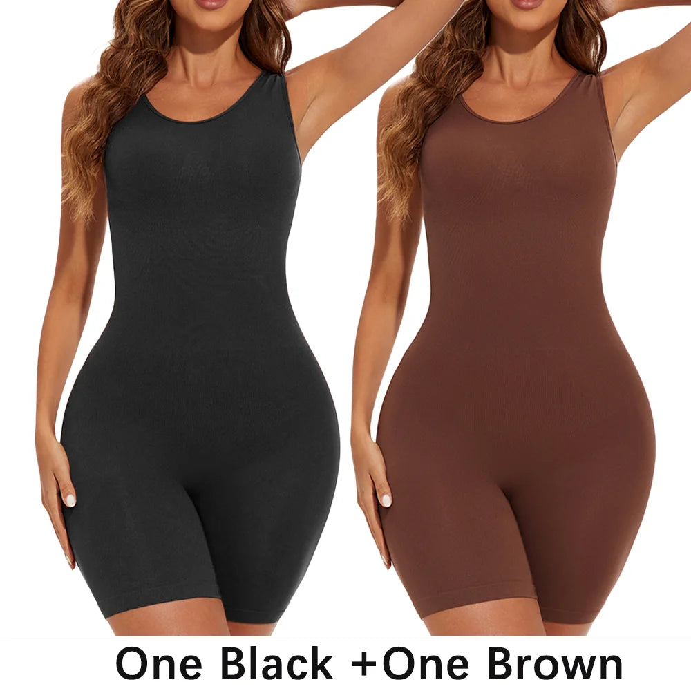 POKARLA Bodysuits sexys de cobertura total, faja moldeadora de muslos, mono moldeador de hombros anchos, faja sin costuras, adelgazante.