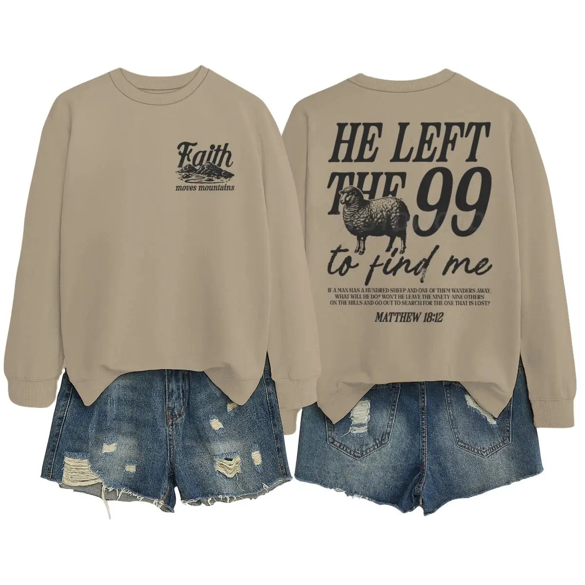 Sudaderas con diseño religioso para hombres y mujeres, con la frase 'Él dejó las 99 para encontrarme', jersey gráfico, regalo de fe religiosa para cristianos, top con cuello redondo.
