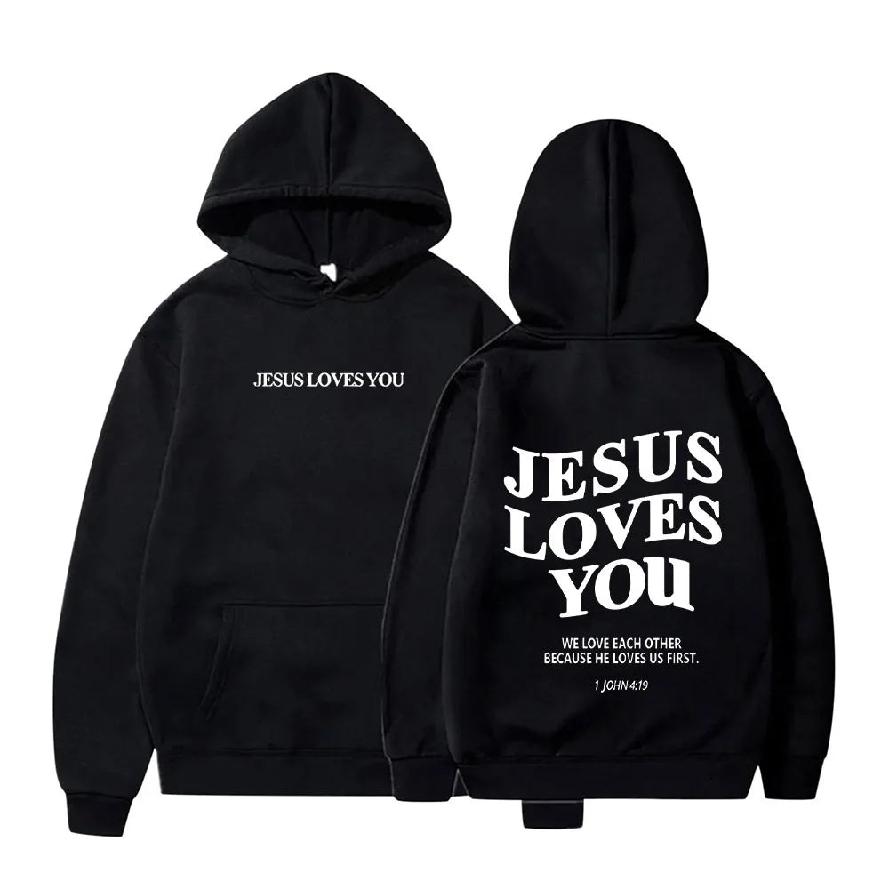 Sudadera con capucha con estampado de Jesús Loves You para mujer, suéter con capucha Vintage de Hip Hop, Tops de moda, Top estético