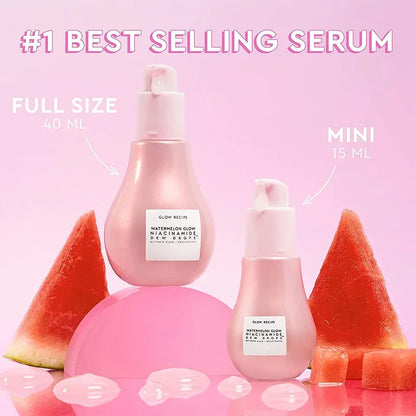 40ML sandía niacinamida brillo esencia bombilla diseño con ácido hialurónico vitamina E maquillaje facial hidratante ligero