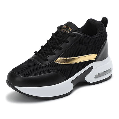 Zapatos de plataforma a la moda para mujer, zapatos informales invisibles con aumento de altura, zapatos transpirables con cojín de aire para caminar y viajar