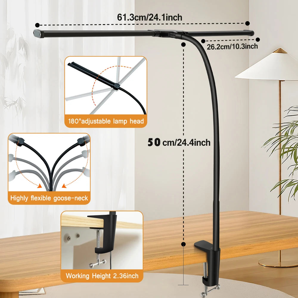 Lámpara de escritorio con Clip Led de un solo cabezal, lámparas de mesa de ordenador regulables, Monitor, luz de arquitecto, lámpara de mesa para luces de lectura de oficina
