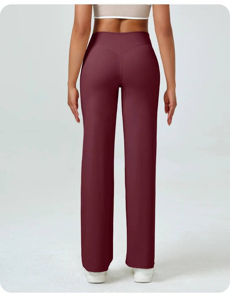 Women's High Waisted Straight Leg Yoga Pants, Naked Feeling, Butt Lift, Loose Fit, Workout Pants, Slimming Gym Pants