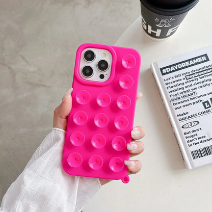 Funda de teléfono de silicona suave con ventosa para iPhone 16 Pro Max 17 13 14 11 12 15 Pro Max Plus antideslizante a prueba de golpes cubierta de Color caramelo