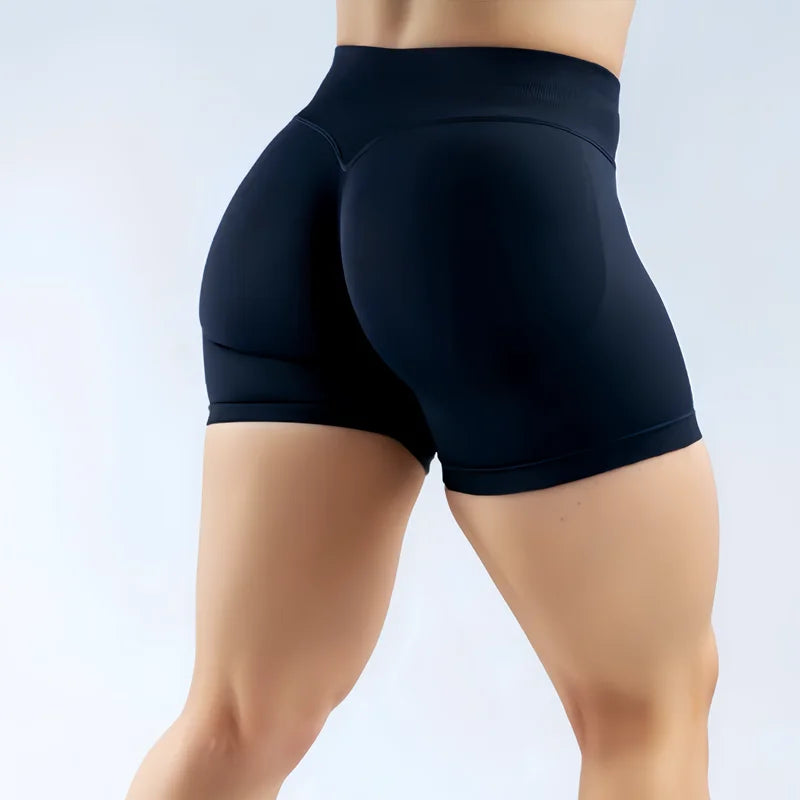 Shorts Deportivos HISTELLO Impacts de 4.5" para Mujer, Shorts de Ciclismo de Cintura Baja, Shorts de Gimnasio, Leggings de Yoga sin Costuras con Efecto Push-Up