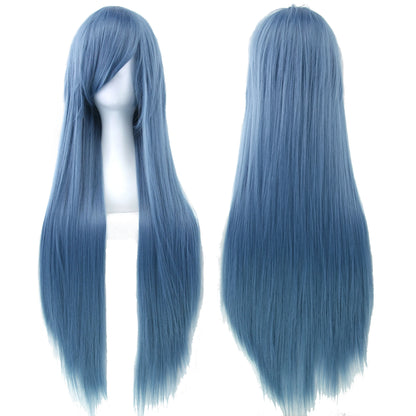 Soowee, pelo sintético de 80cm de largo, pelucas de Cosplay blancas y moradas, peluca recta de pelo negro para fiesta, peluca para mujer.