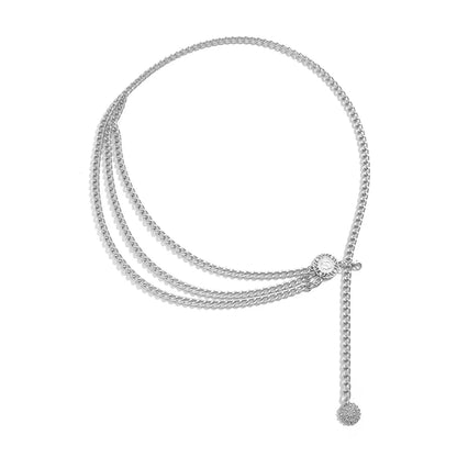 Estilo Punk Hip Hop, cadena de cintura que combina con todo, Luna, cinturón de Metal Vintage para mujer, cinturón de cadena de cintura alta Vintage para mujer.