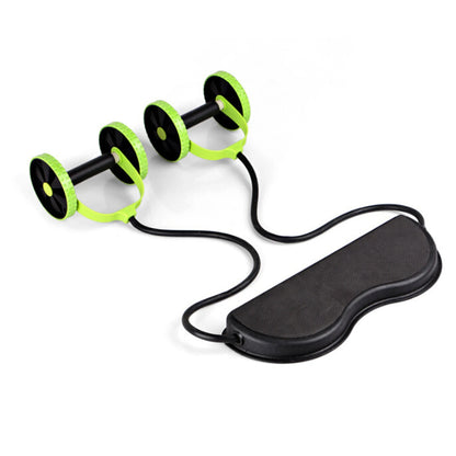 Equipo de ejercicio multifuncional Abdominal, rueda de doble rodillo con bandas de resistencia, estera para rodilla, tren de adelgazamiento de cintura, gimnasio en casa