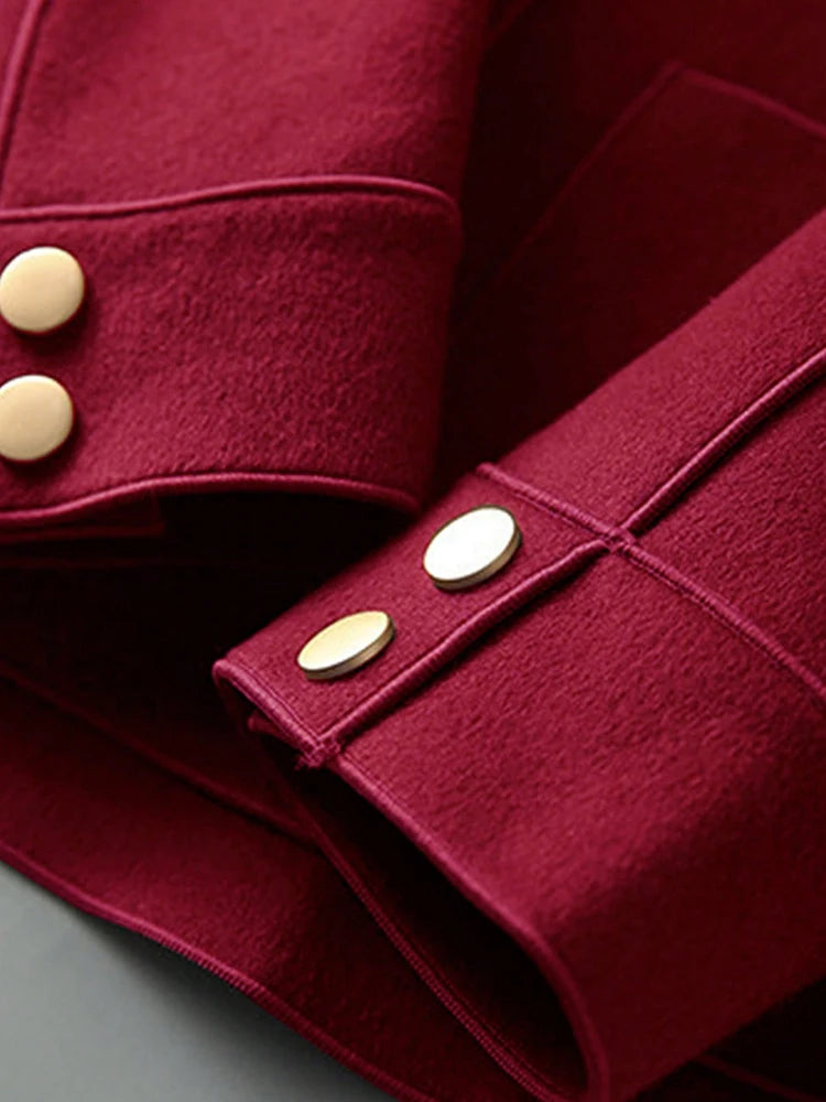 Abrigos de lana cortos lisos clásicos para mujer Otoño Invierno ropa cálida para mujer abotonada abrigo femenino trajes nuevos en prendas de vestir exteriores