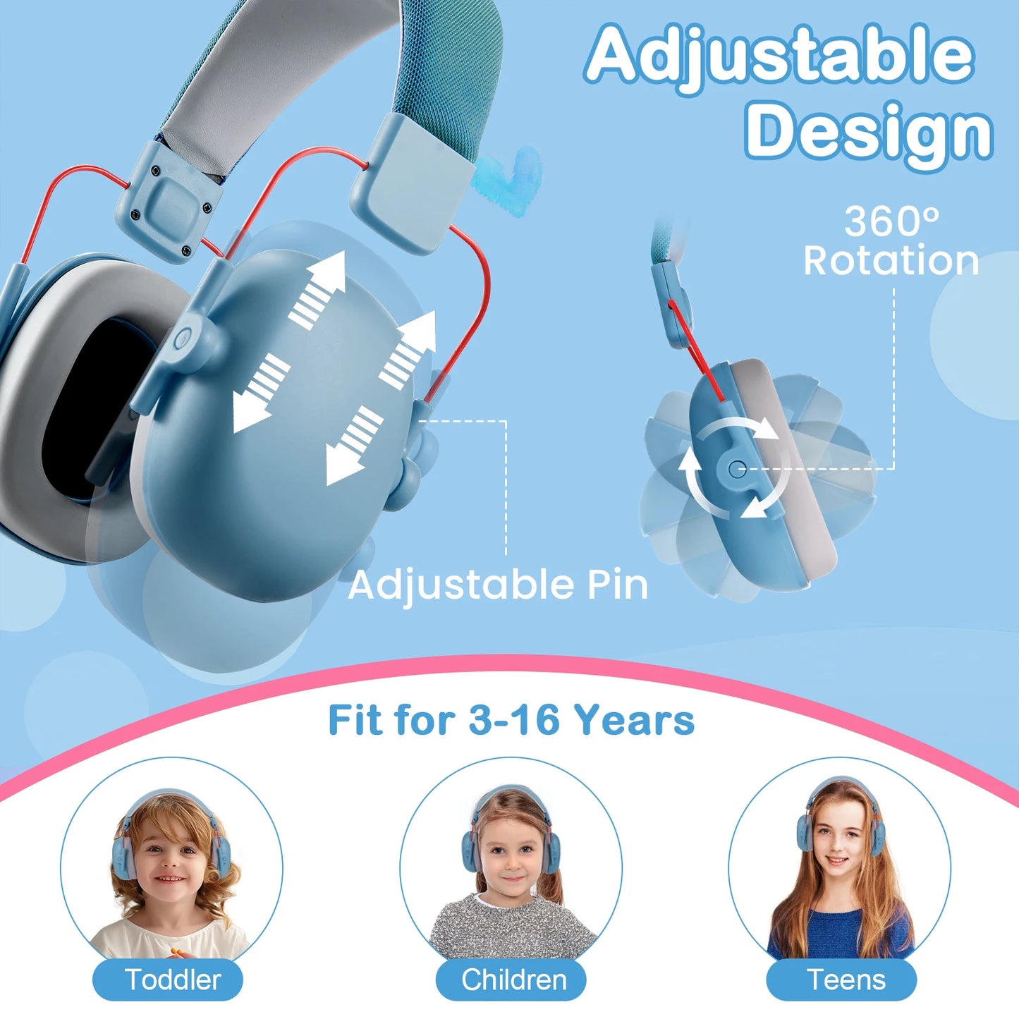 Orejeras protectoras para los oídos para niños, protección auditiva de 27dB, auriculares insonorizados, reducción de seguridad, cancelación de ruido
