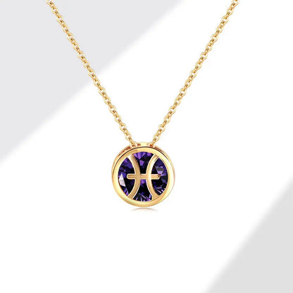 Collares con colgante de 12 constelaciones ahuecados de doble cara Retro para mujer, gargantilla de piedra natal con diamantes de imitación de cristal, signo del zodiaco