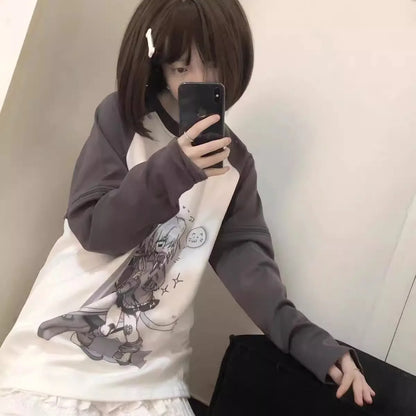 Ropa japonesa para mujer con mangas extraíbles, camisetas de manga corta y larga, ropa femenina de los años 2026