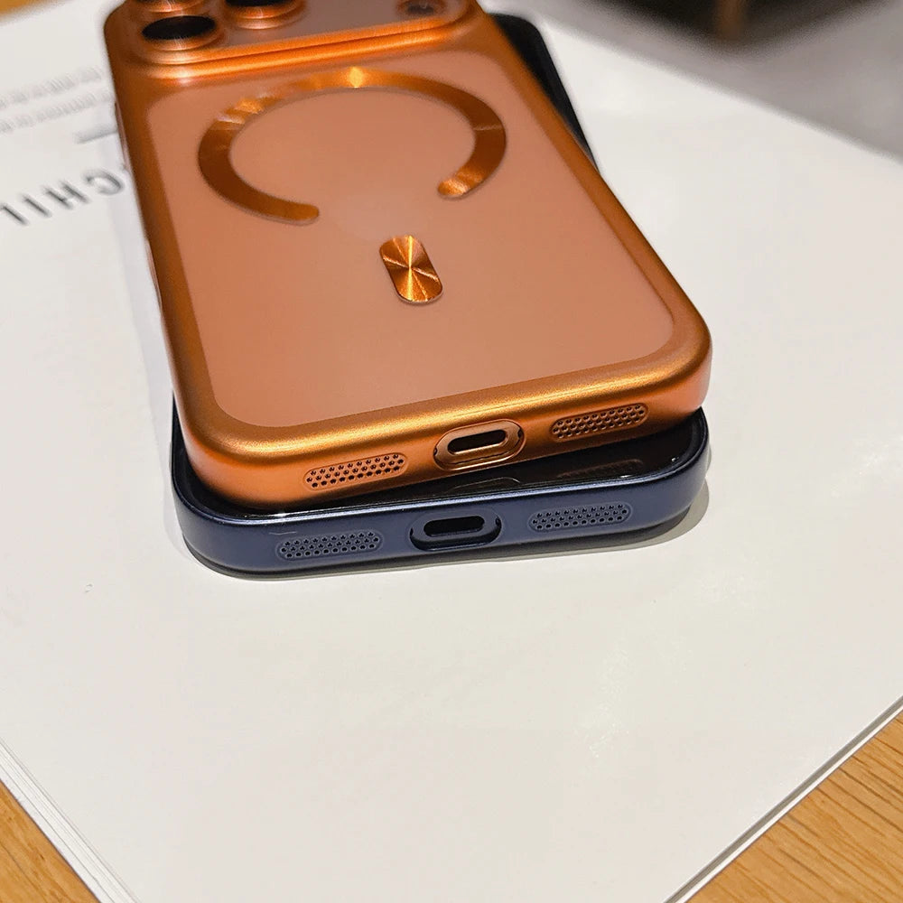 Funda magnética translúcida mate de lujo para iPhone 17 Pro Max 17Pro 17 Air, fundas protectora para cámara de carga inalámbrica Magsafe, funda para iphone 17 pro max
