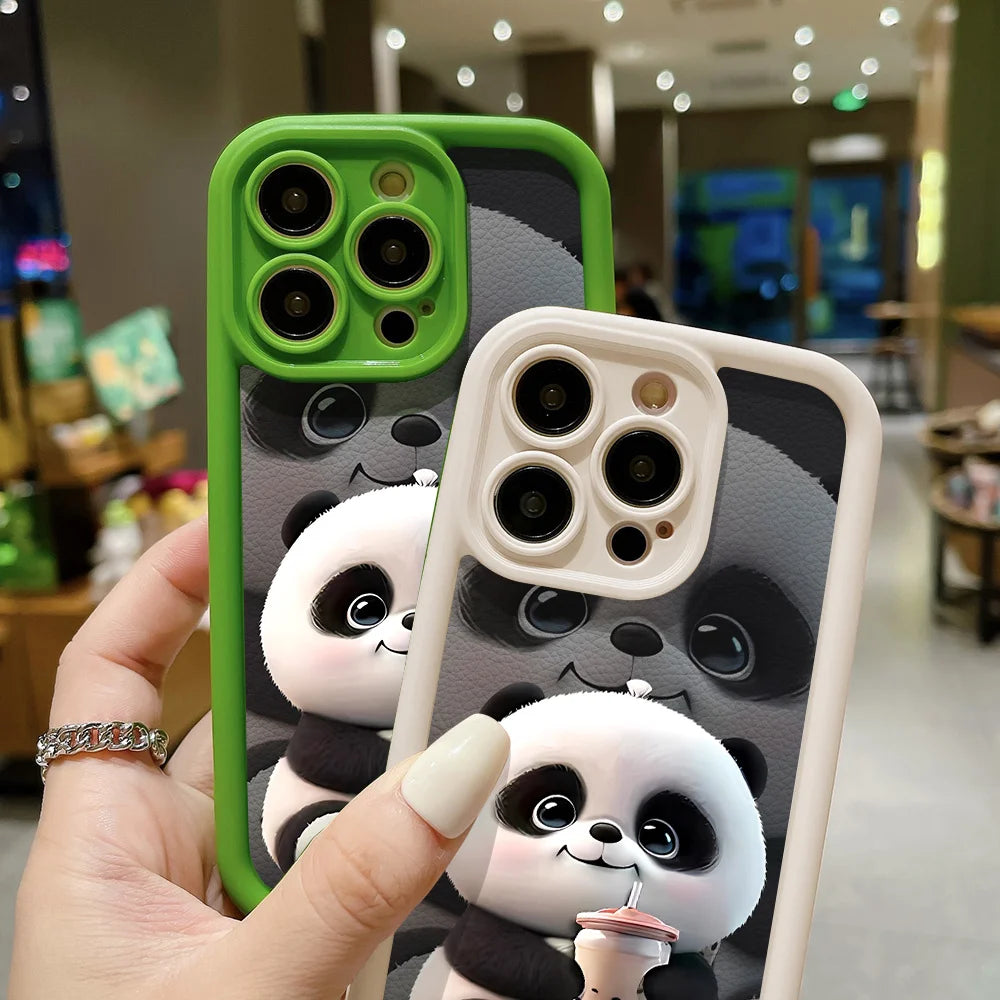 Funda suave de TPU Panda para iPhone 15 Pro Max, Fundas para iPhone 16 17 Air 13 14 11 12 16E 7 8 Plus SE 17promax 16promax